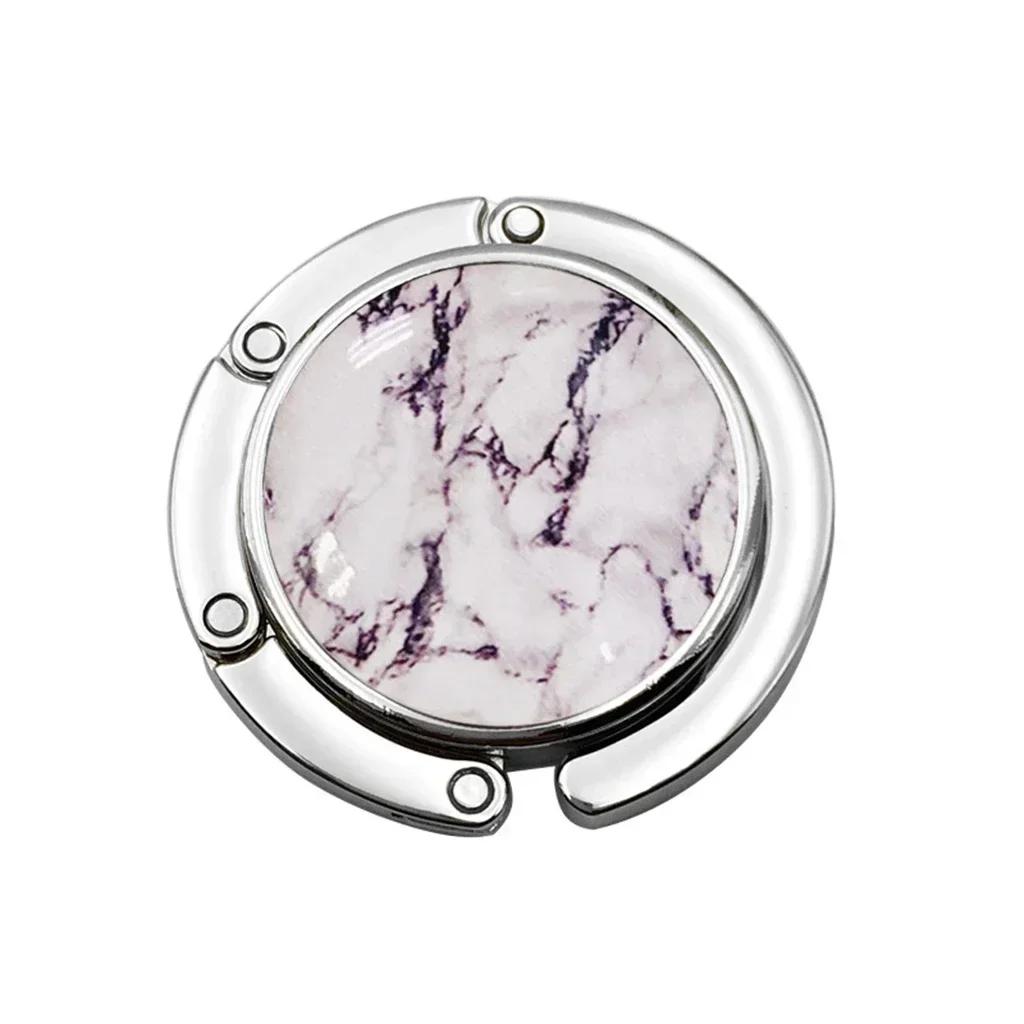Marble Print Folding Bag Hook Purse Handbag Hanger Women's Bag Storage Holder Portable Table Edge Use Racks Party Festival Gift