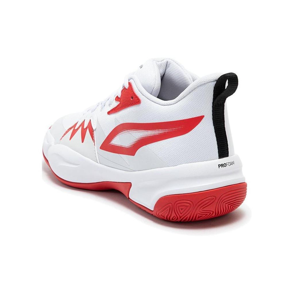 Puma Genetics Round Toe Lace-Up Non-Slip Low-Top Basketball Shoes Unisex Sneaker White Red 379974-04