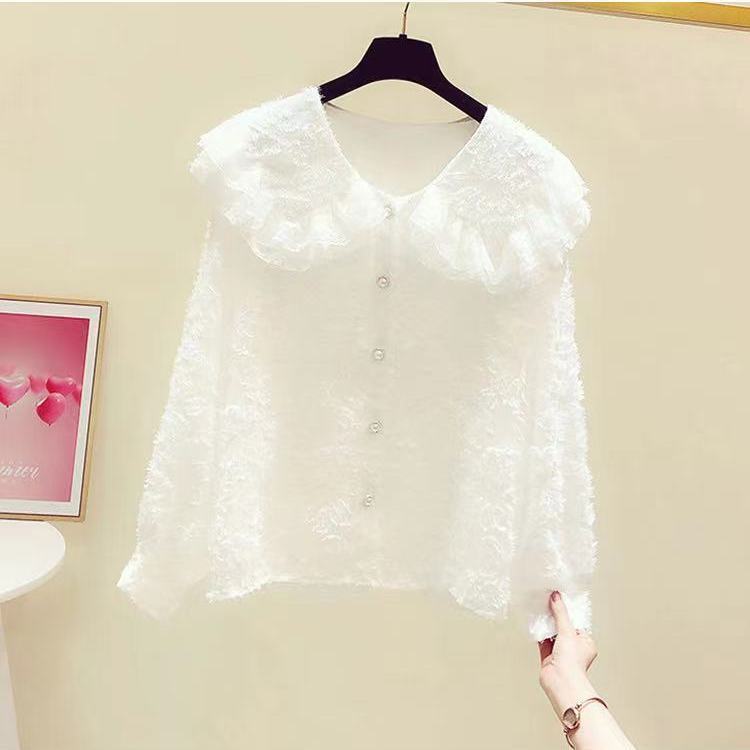 Padded and Thickened Autumn and Winter Models Shirt Female Temperament Lace Edge Yangqi Bottoming Casual Shirt Thin Versatile Blouse