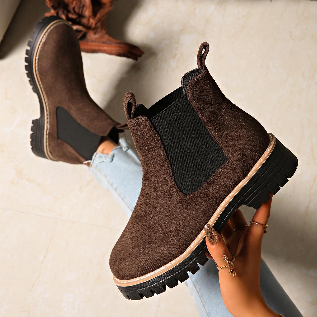 

Thick-heeled Booties Women s New 2025 Fall/Winter Plus Size Round Toe Fashionable and Comfortable Double-zipper Women s Martin Boots 36