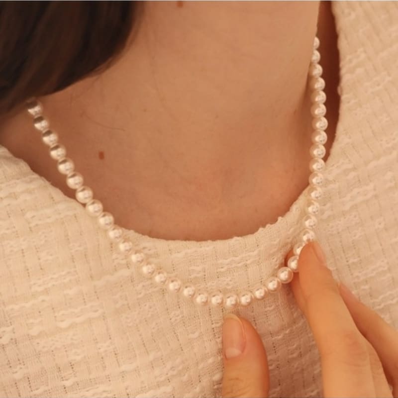 Dana Burton [Magnet One-Touch] Ballerina Necklace_6mm Pearl