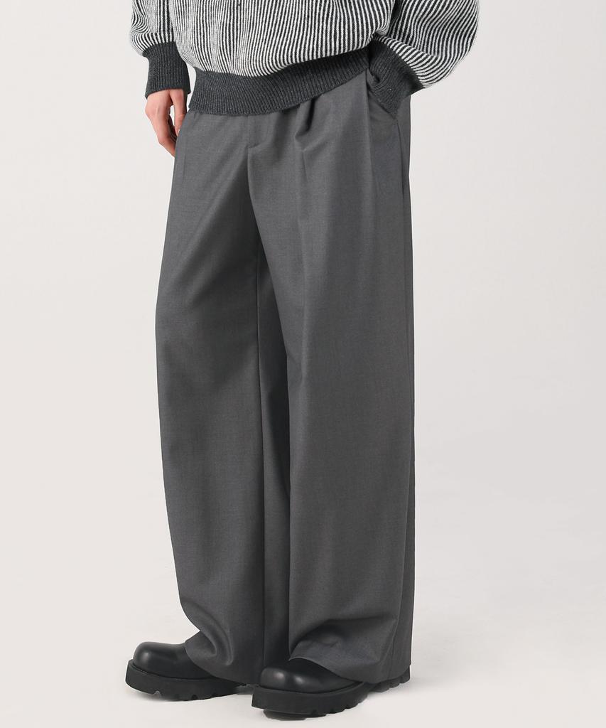 AVANDRESS Classic Double-Pleat Wide Slacks Charcoal