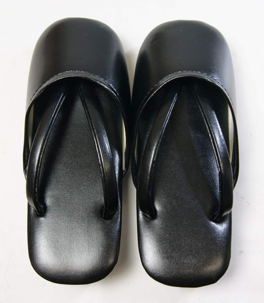 Rain Zori Sandals for Kimono High Heel with Cover for Rain and Black Leather Synthetic Leather One Size Fits Casual Samue for Daily Rubber Sole Made