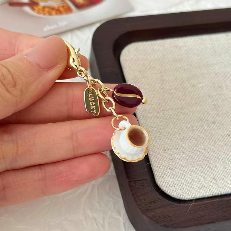 Ladies' bag pendant keychain brown earbud cover with zipper creative and cute coin wallet pendant