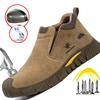 Imwete Men's Safety Boots Welder Anti-Smash Work Shoes Indestructible Safety Footwear Male Steel Toe Security Sneakers