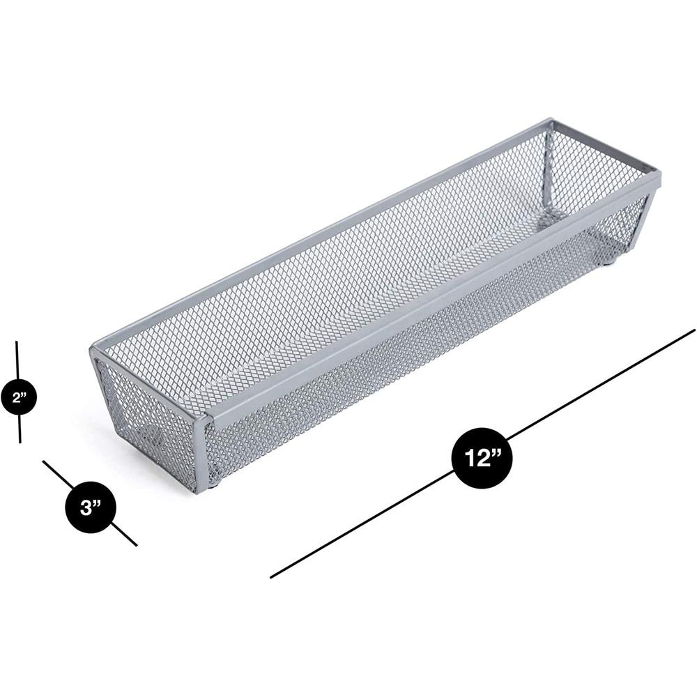 Langlebige Stahl-Schubladen-Organizer-Schale 12x3 Zoll Rutschfeste Netz-Aufbewahrungslösung Küchenutensilien Besteck Bürobedarf Bastelbedarf