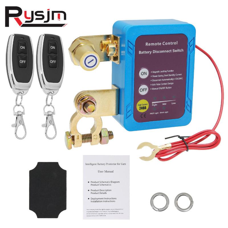 New 12V 240A Car Battery Disconnect Switch Quick Cut-off Remote Control Power Cut Off Kill Switches Protective Battery