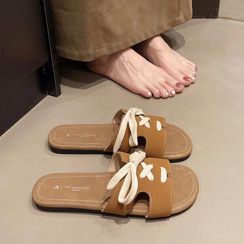 

Fashion Ladies Lace-up Open-toe Slippers Hot Style Designer Fashion Casual Women s Shoes Retro Outdoor Beach Large Size 37 коричневый