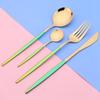 24Pcs Colorful Gold Dinnerware Set Knives Fork Tea Spoons Cutlery Set Stainless Steel Silverware Kitchen Flatware Tableware Set
