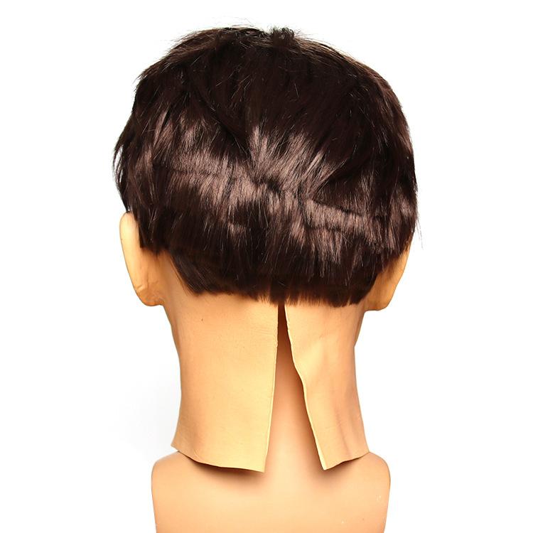 Halloween horror character mask with hair, old man, old woman, elderly mask, latex headgear, funny full-face mask