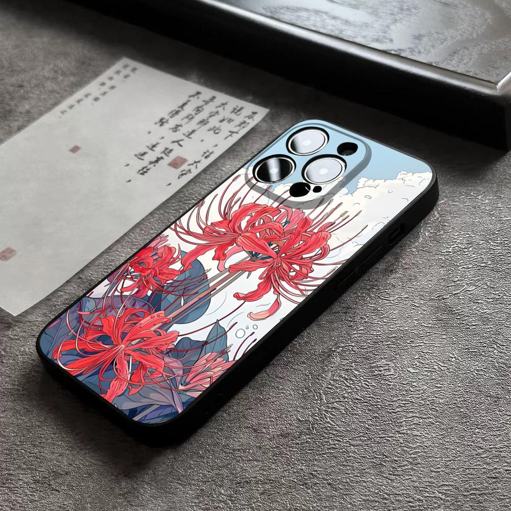 Rote Spinnenlilie Blume der Hölle Handyhülle für 17 Pro Max für iPhone 14 16 Pro Max 12 15 11 13 Pro Xr X Xs 8 7 Plus Rückabdeckung