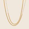 18K Gold-Plated French Retro Pearl Layered Necklace & Snake Bone Chain Pendant for Women