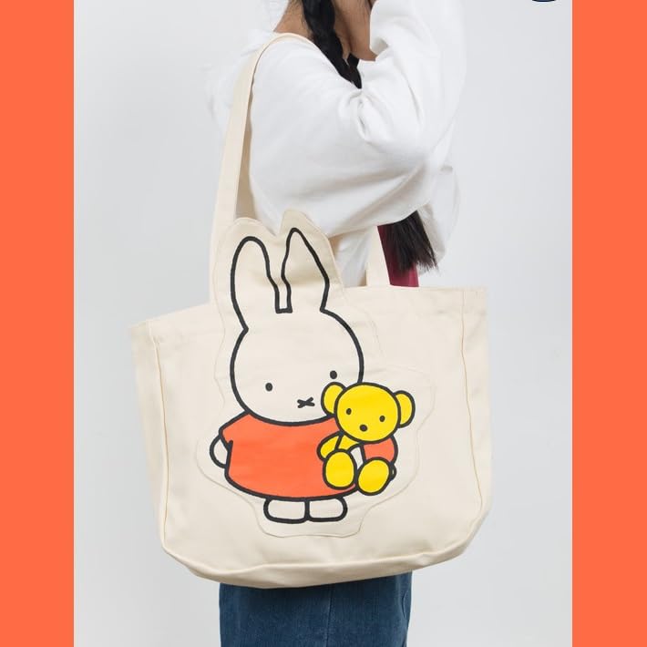 Miffy Boris Tote Large Canvas Tote Bag for with Shopping Commuter School Cute Eco Bag Miffy Bag, Capacity, Women, Mother's Bag, Closure, Bag, Bag,