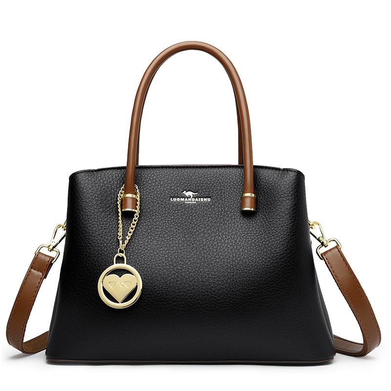 

Женская сумка из мягкой кожи, которую можно отправить маме на день матери, переносная сумка через плечо чёрный