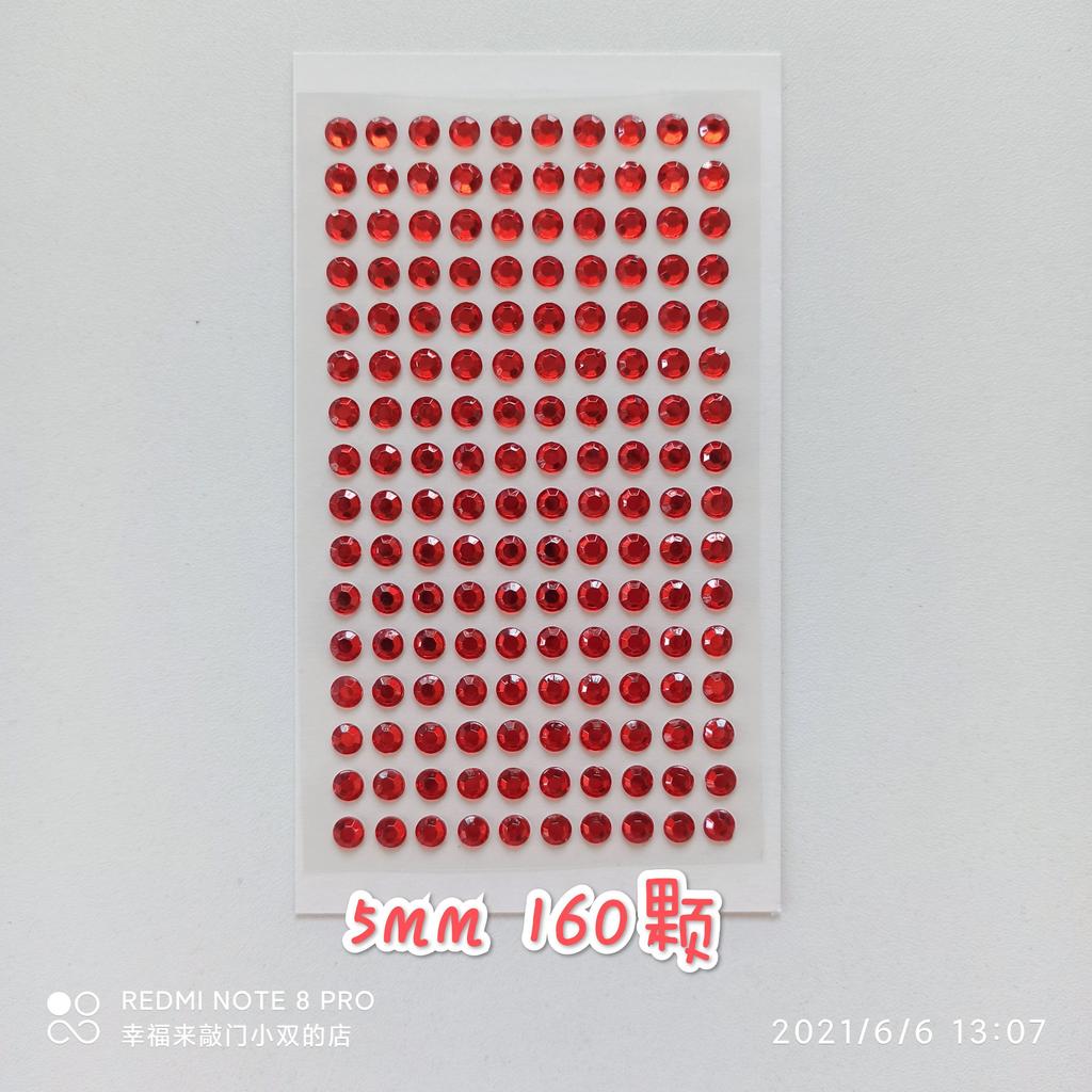 Sticker Beautiful Acrylic Red 3-4-5-6-8mm Double-sided Tape Bottom Decorative Face Sticker Single Round Diamond Beauty Mole