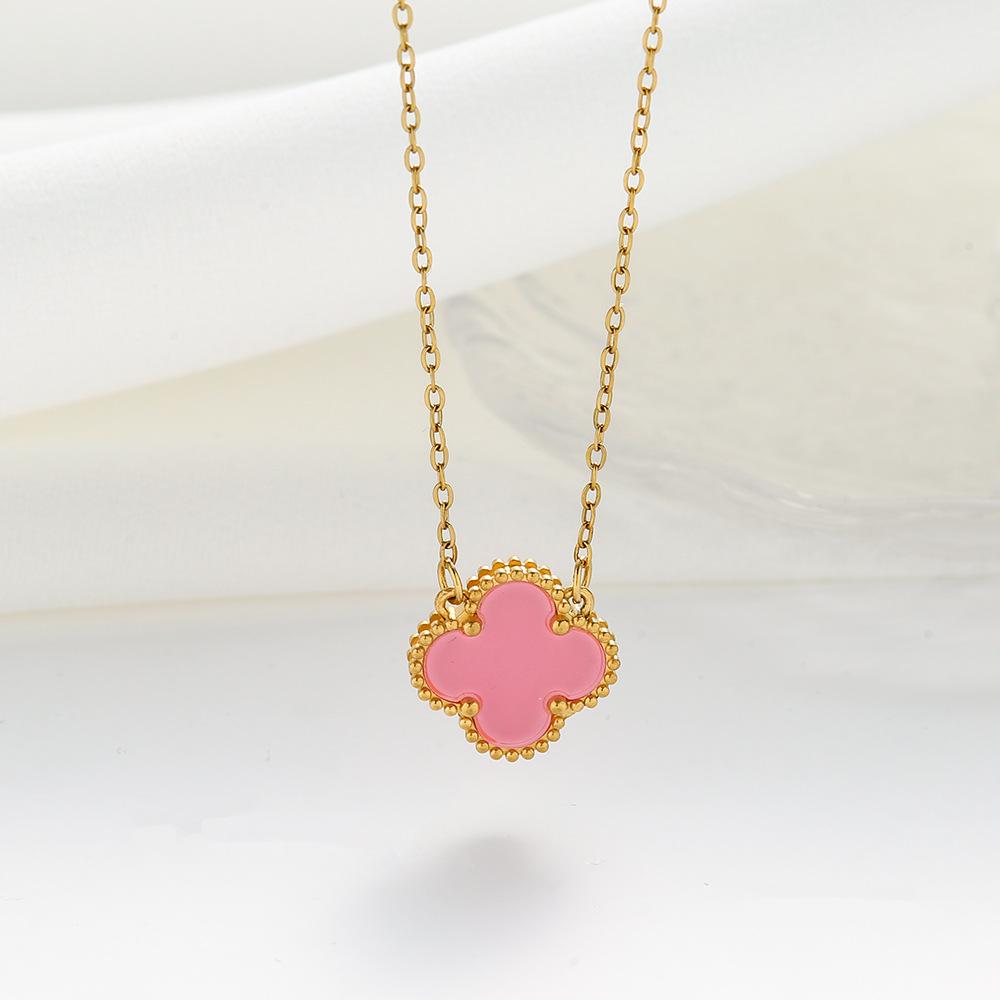 

Классическое двухстороннее ожерелье из титановой стали с четырьмя листочками клевера. Счастливый цветок не теряет цвет. Простая разноцветная цепочка на ключицу.