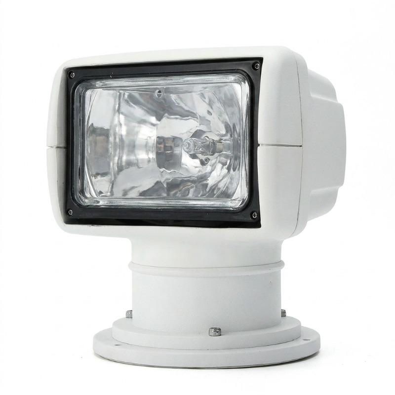 Motorized Boat Spotlight 100W Halogen Marine Searchlight 12V 24V, 360 Pan 72 Tilt with Wired Dash Remote for Truck Yacht