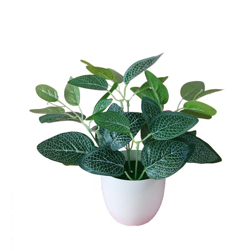 Artificial Green Radish Leaf Potted Plant for Living Room and Desktop Decoration