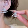 Exquisite Zircon Snowflake Pearl Stud Earrings - Luxurious & Fashionable Winter Jewelry