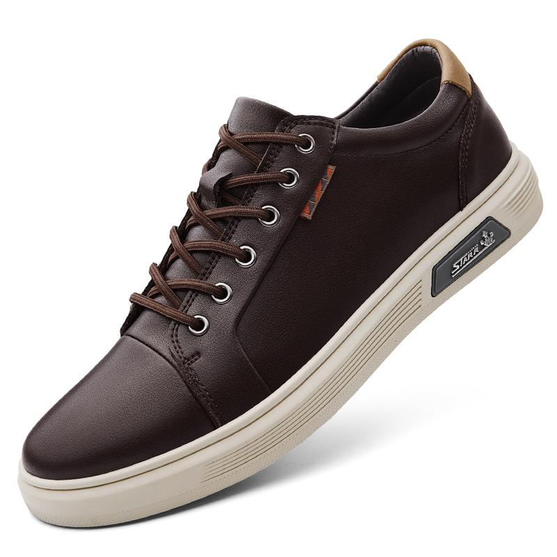 

Fashion Outdoor Non-Slip Men s Flats Mens Casual Leather Original Shoes Retro Design Style Lace-up Comfy Walking Shoes Skate Shoes Men 38 коричневый