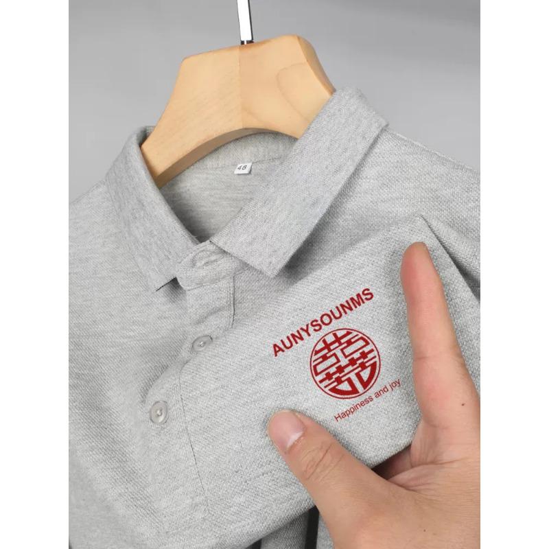 

Футболка с короткими рукавами, мужская летняя рубашка поло с лацканами, деловая китайская модная брендовая летняя хлопковая черная верхняя одежда с жемчугом 3XL