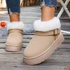 Fashion Fluffy Fur Platform Snow Boots Women 2025 Fashion Buckle Short Plush Ankle Boots Woman Comfortable Thick Sole Warm Winter Shoes