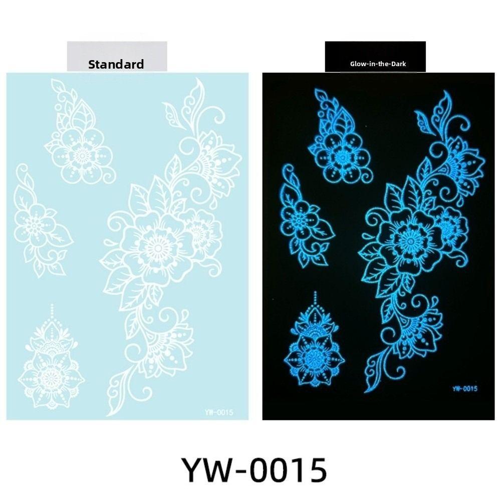 Wedding Tool Luminous Henna Tattoo Sticker White Body Art Sticker Lace Temporary Tattoo  Girls
