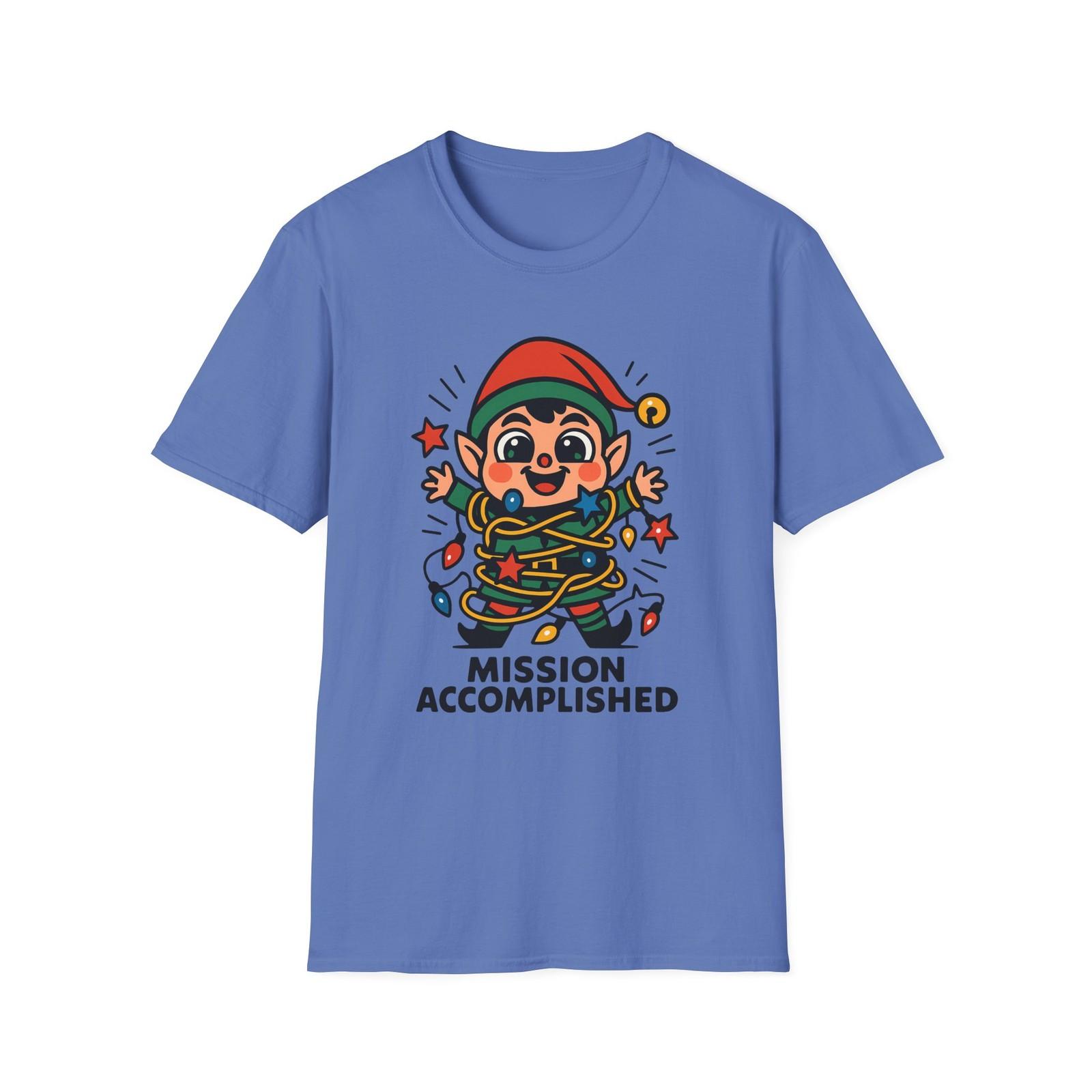 Unisex Softstyle T-Shirt Mens Womens Tees Top Chibi Elf Tangled Star Lights Funny Holiday Christmas 3XL