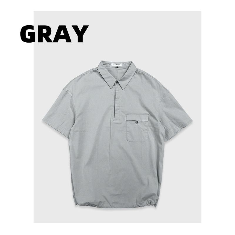 Menseye Men's T-Shirt Jacket Men's Turn-Down Collar Half-Sleeve Shirt Fabric Hem Shrinkage Functional Jacket