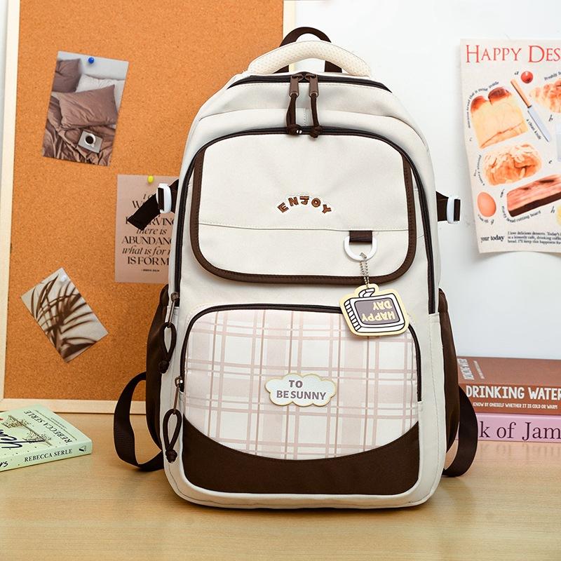 New High-value, Fresh and Sweet Backpack for Junior High School Students, Contrasting Colors, Lightweight and Large-capacity Backpack.