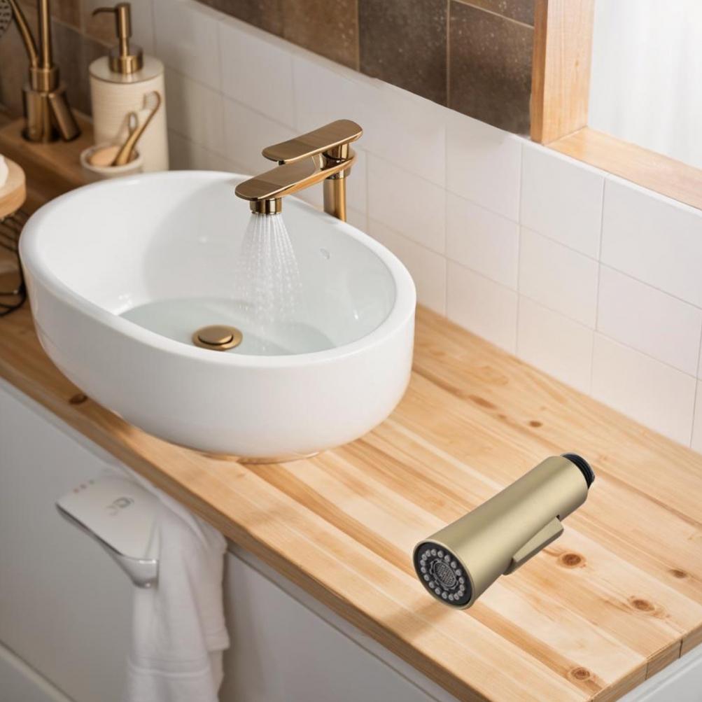 Chic Brushed Gold Pull Down Sprayer for Kitchen Sink 1 8 GPM Flow Rate