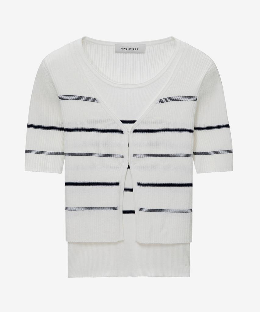 MIND BRIDGE WOMEN [W] Striped Layered Cardigan Knit