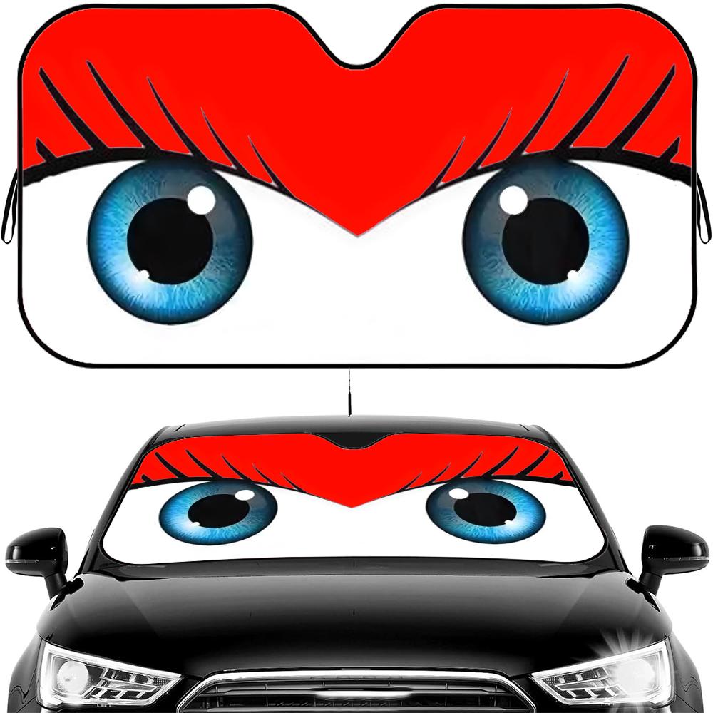Cute Girl Car Eyes Sun Visor Car Windshield Sun Shade  Front Window Sunshade UV Block Heat Insulation Cover Parasol