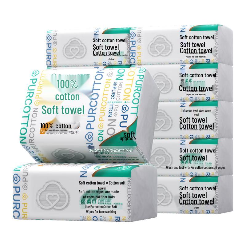 PurCotton Disposable 100% Cotton Facial Towels