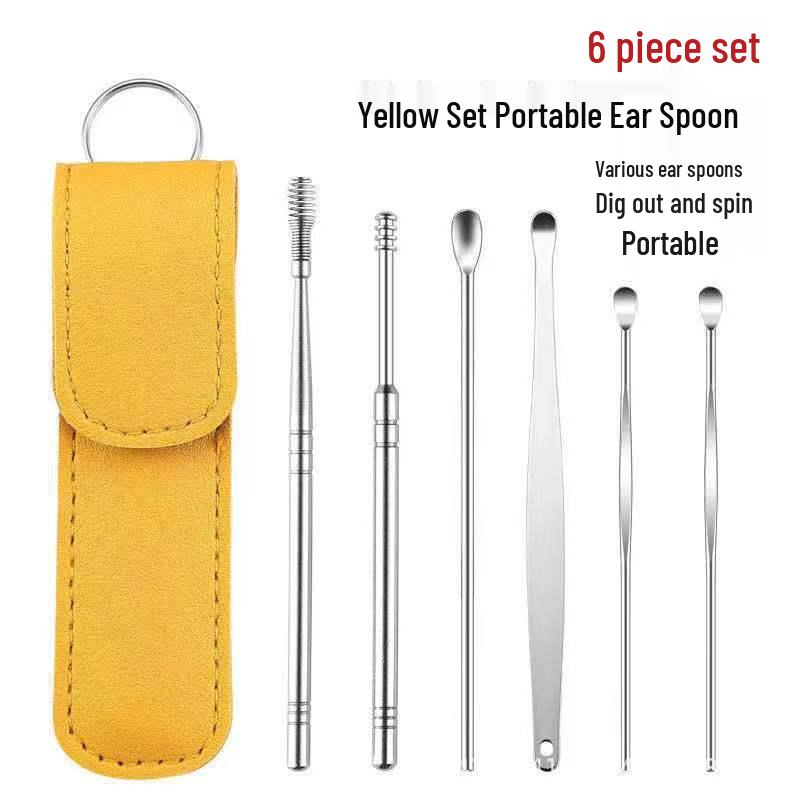 Stainless Steel Ear Cleaning Set - 6-Piece Colored Earwax Remover for Adults & Children