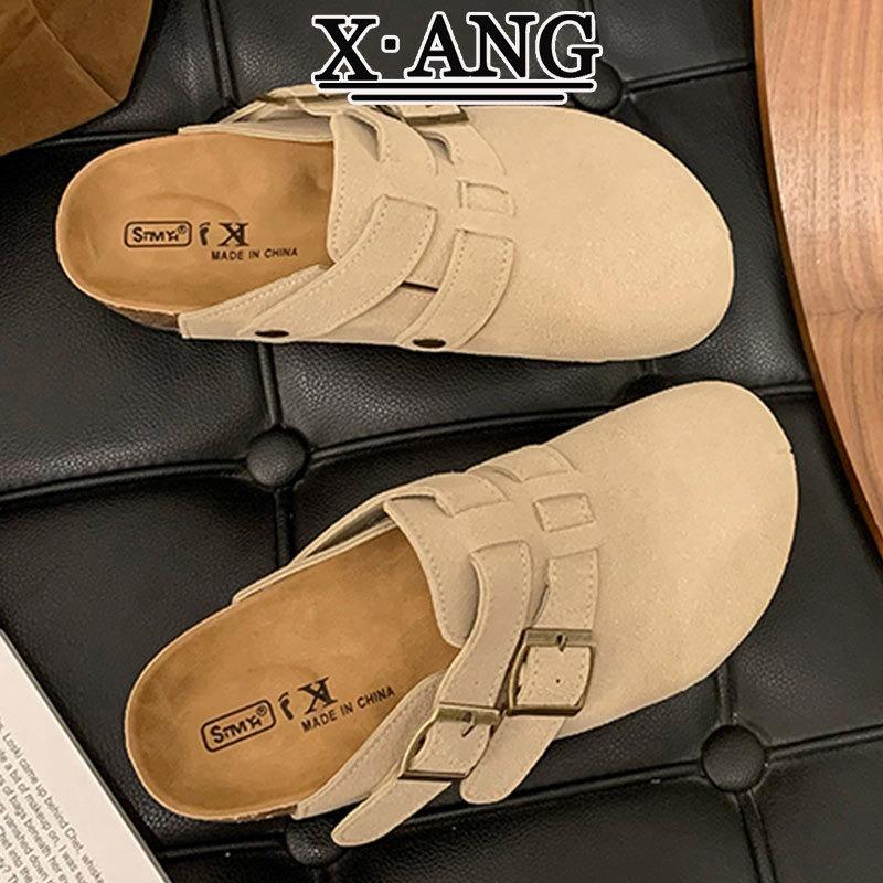 Cm Cork Sole Cowhide Women's Shoes New Thick-soled Bag Head Half Slippers Summer Wear Casual Sandals