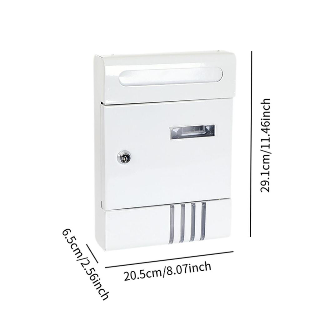 Wall Mounted Mailbox Magazines Post Lockable Drop Box Modern Rustproof with 2