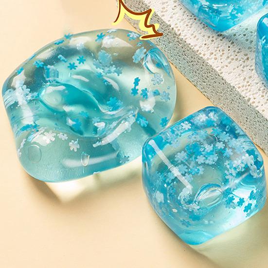Clear Cube Squeeze Toy with Glitter Snowflake Anxiety Relief Stress Cube Sensory Toy Soft Stretchy Ice Cube Pinch Toy Party Favors