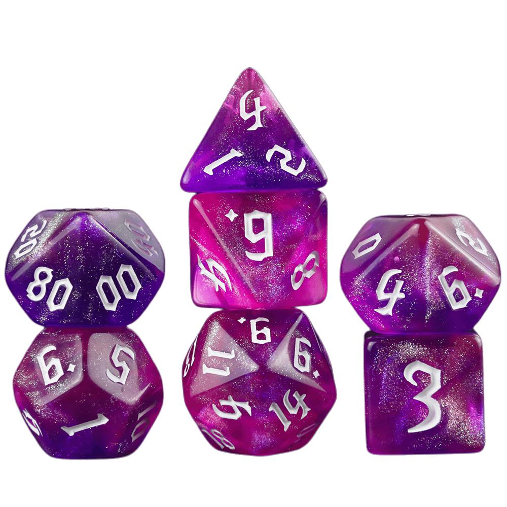 7pcs Game Dice Set Glitter Colored Polyhedral Dice D4-D20 with Tube for Table Game, Gaming Gift