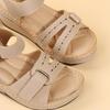 Women's Fashion Trend Wear Comfortable Matching Color Sole Pure Black Shoe Velcro Wedges Heels Designer Sandals