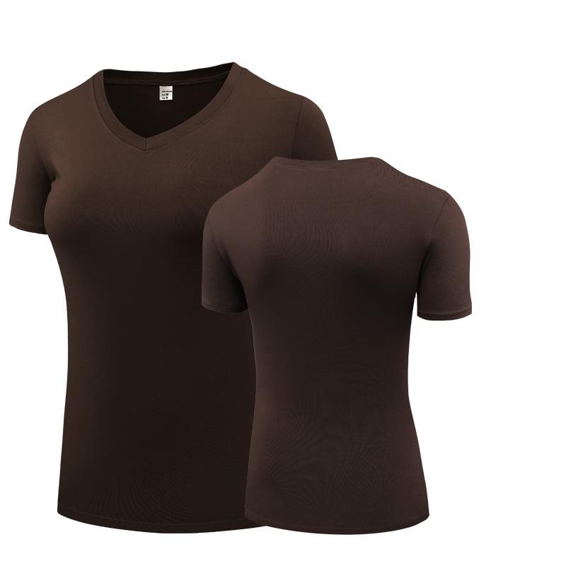 

Женские футболки для фитнеса, быстросохнущие эластичные спортивные блузки для йоги с короткими рукавами, колготки, топы для бега в тренажерном зале L коричневый