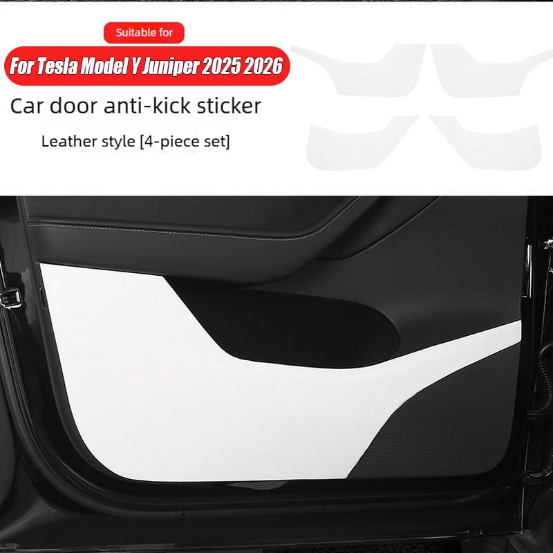 Car Door Anti-Kick Pads For Tesla Model Y Juniper Leather Side Door Panel Protector Anti-Dirty Pad Car Interior Decoration