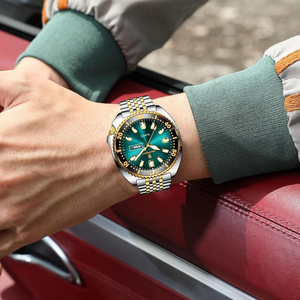 POEDAGAR Top Original Men Wristwatch Waterproof Stainless Steel Quartz Man Clock Date Week Luminous Business Men's Watches Reloj