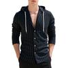 Men Stripe Hooded Shirt Linen Long Sleeve Button Down Shirt Casual Regular Fit Shirt for Fall Vacation Street Work Wear