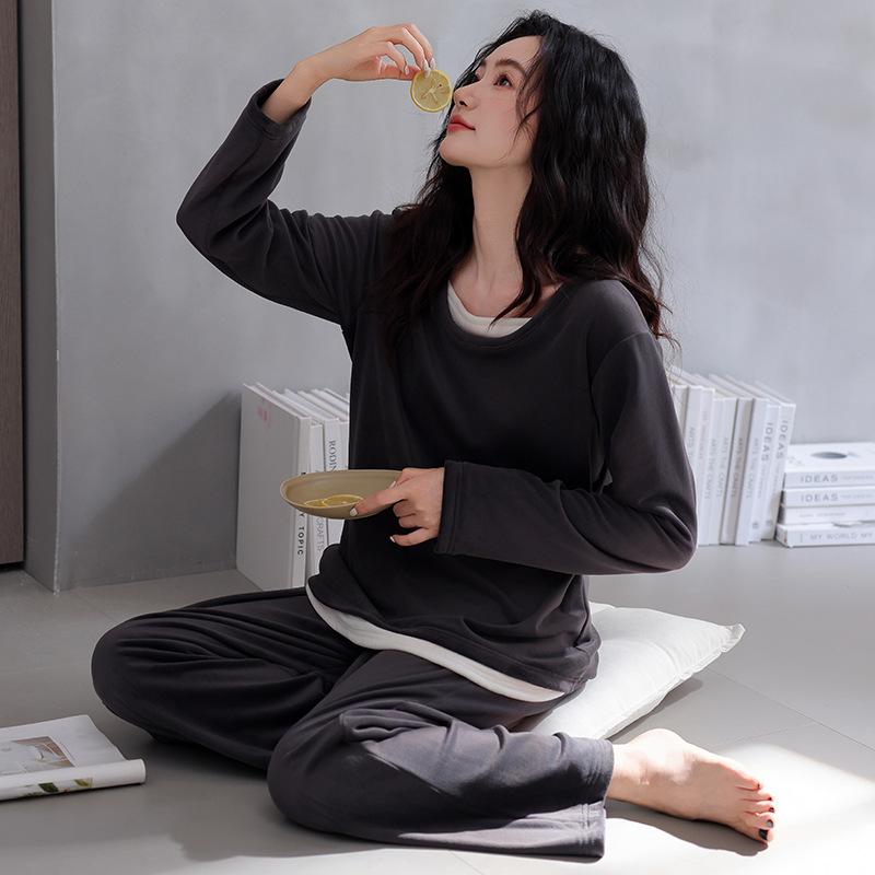 Island Fleece Pajamas Women'S Autumn And Winter Thickened Fleece Warm Coral Fleece Can Be Worn Outside Loungewear Set