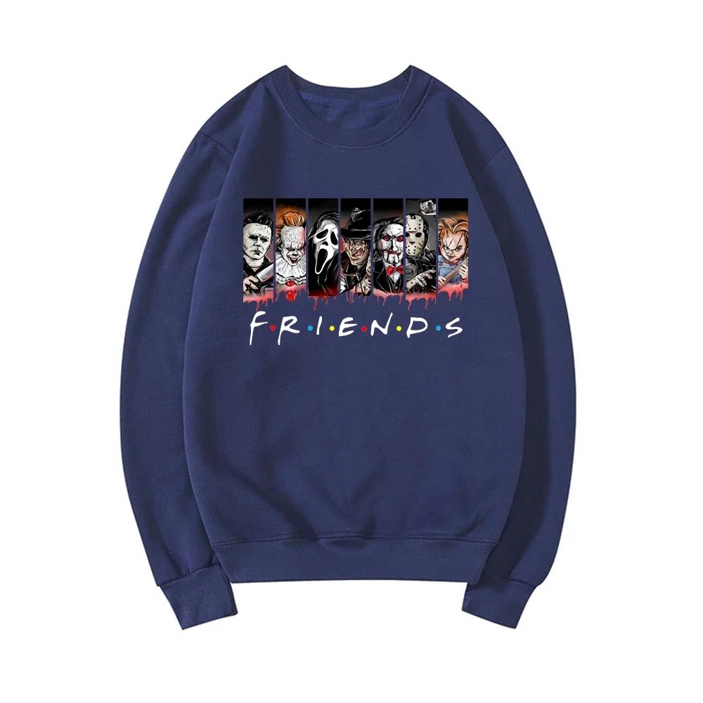 Friends Halloween Sweatshirt Horror Movie Hoodie Horror Movie Killers Sweatshirt Spooky Season Pullover Women Graphic Hoodies