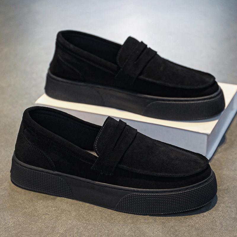 

Мужские туфли с одной педалью, лето 2025, новые повседневные кожаные туфли на платформе с нескользящей подошвой, мужские мокасины Doudou для ленивого вождения 44