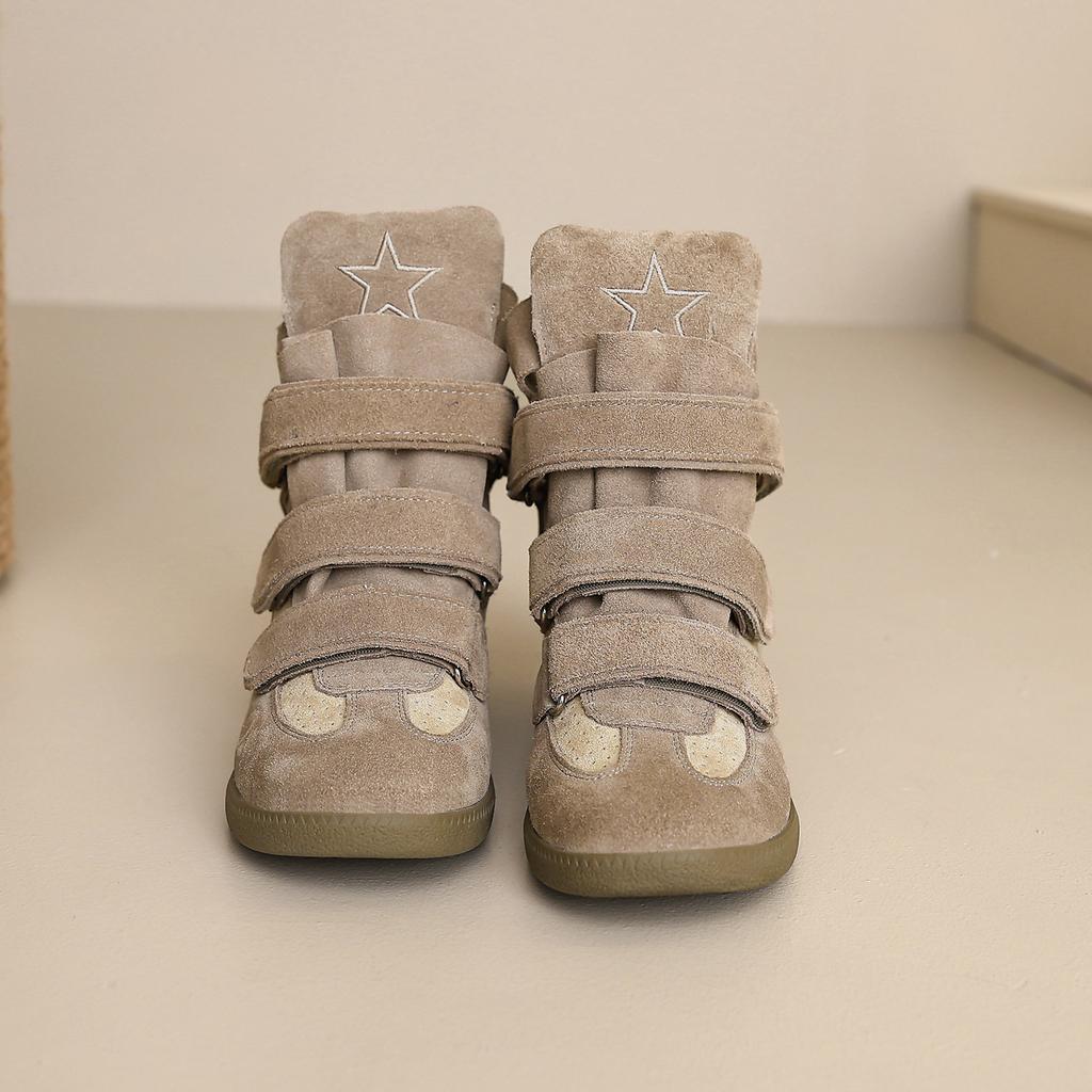 Thick-Soled Small Inner Height Increase Velcro Casual Shoes High-Top Women'S Versatile Height Increase Color Matching Sports Shoes