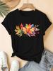 Watercolor Autumn Maple Leaves Graphic Tshirt Gift For Fall Leaf Lovers Casual Everyday Wear Unisexs Y2k Tops Clothes Outfit