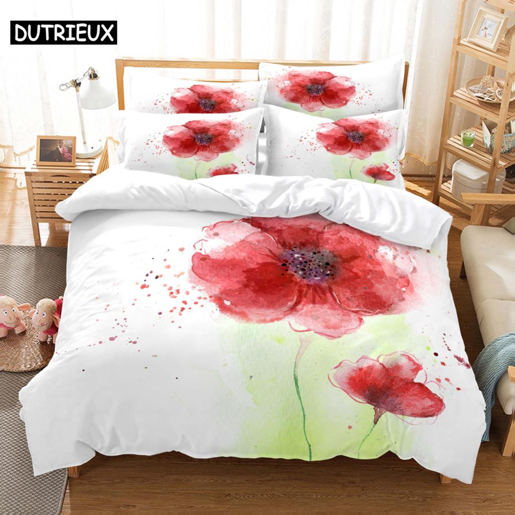 3D Hd Flower Quilt Cover Pillow Case Rose Sunflower Bed Set Linen Duvet Tulip King Queen Twin Single Double 3Pcs 2Pcs Textile